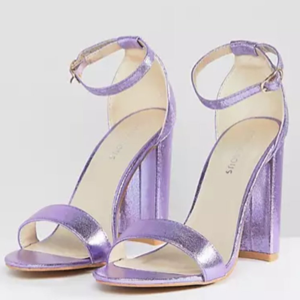 ASOS size UK5 or US 7 purple metallic heels never worn